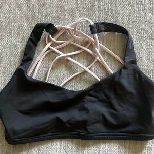 Black and Pink Strappy Sports Bra